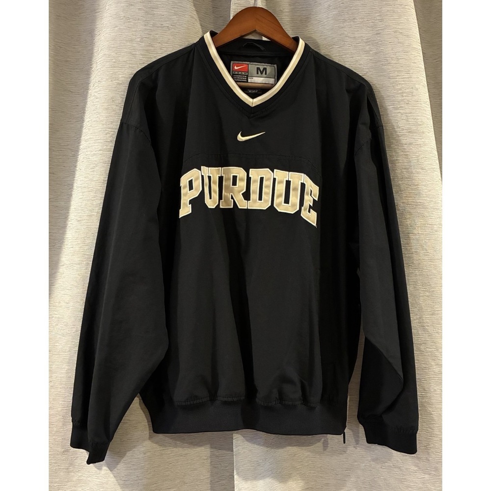 Vintage Nike Jacket Mens M Black Windbreaker Purdue Boilermakers‎ Pullover